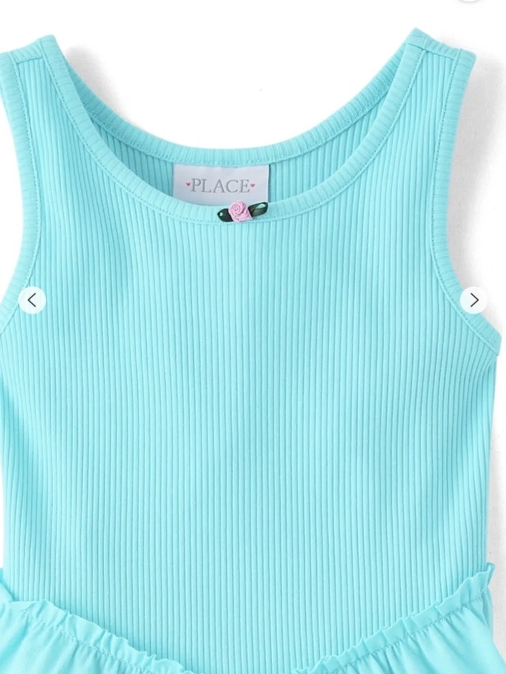 The Children’s Place Girls Pastel Blue Sleeveless Ribbed Tiered V-Waist Dress